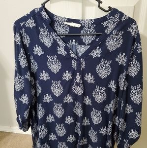 Womens 3/4 sleeve dark blue blouse-M